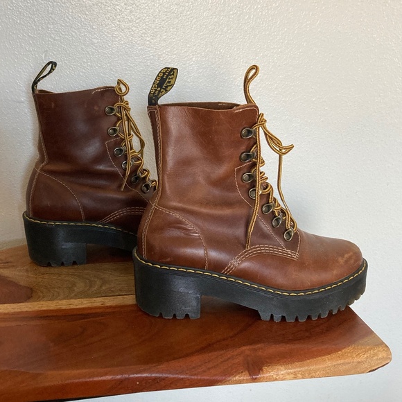 doc Martens  leona lace up block heel platform leather boots - Picture 6 of 10